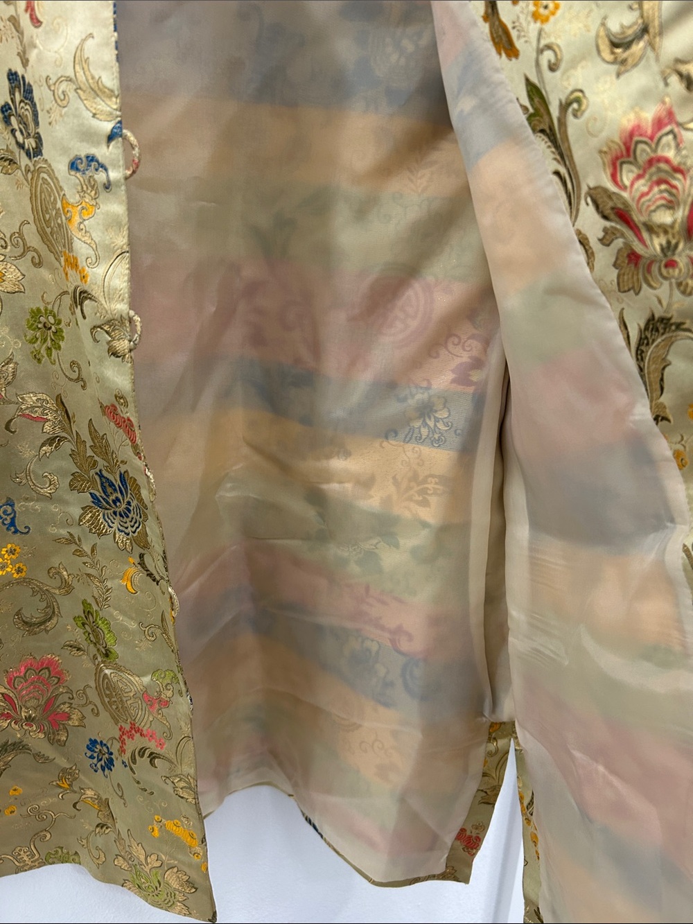 Vintage Neiman Marcus Gold Brocade Floral Mandarin Collar Jacket - Picture 7 of 9